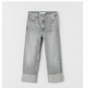 Zara Kids Gray Turned Up Crossover  Denim Jeans Sz-11-12